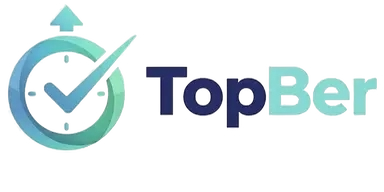 TopBer logo with stopwatch and checkmark